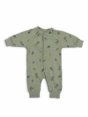 NEW Wheat Lou Baby Organic Cotton Cars Jumpsuit Dusty Green 3 months